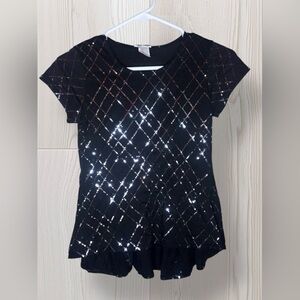 Girls Black Sequin Top